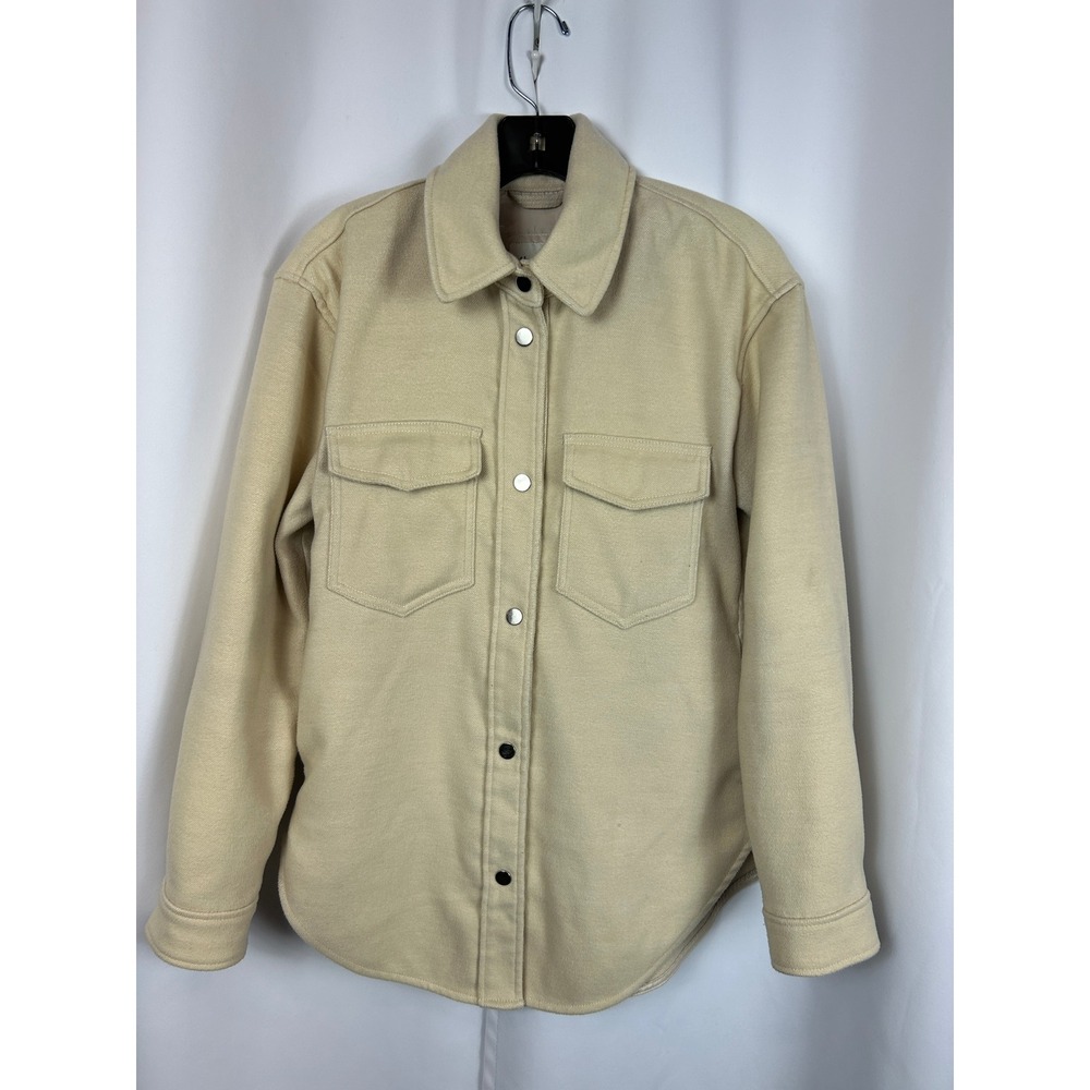 Abercrombie & Fitch Cream Shacket Button Front Utility Jacket Minimalist Small